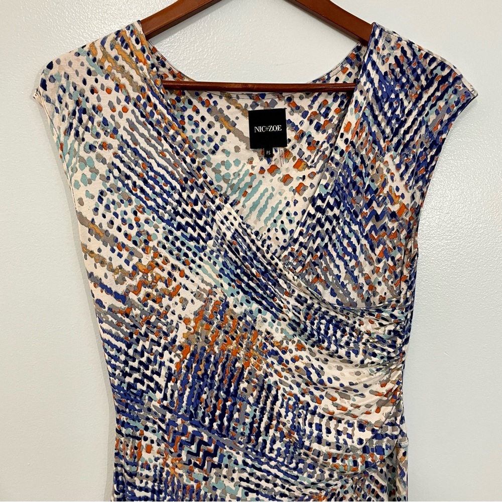 NIC+ZOÈ Watercolor Jersey Surplus Wrap Midi Dress Size S - Picture 3 of 9